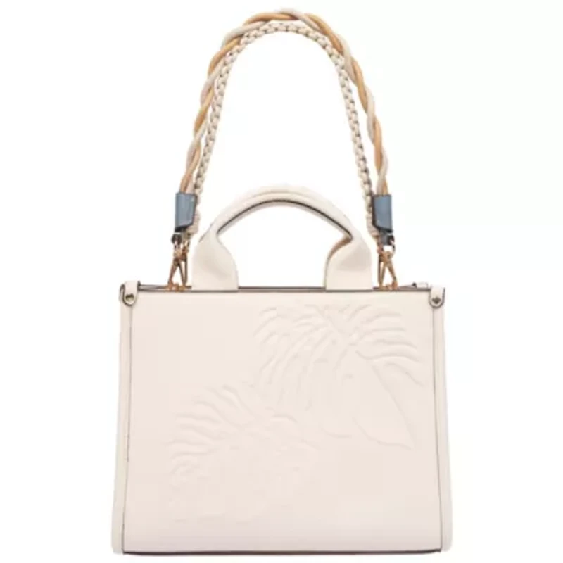 Tommy Bahama Darcy Leaf Motif Medium Tote – Embossed PU Convertible Top Handle & Crossbody Bag