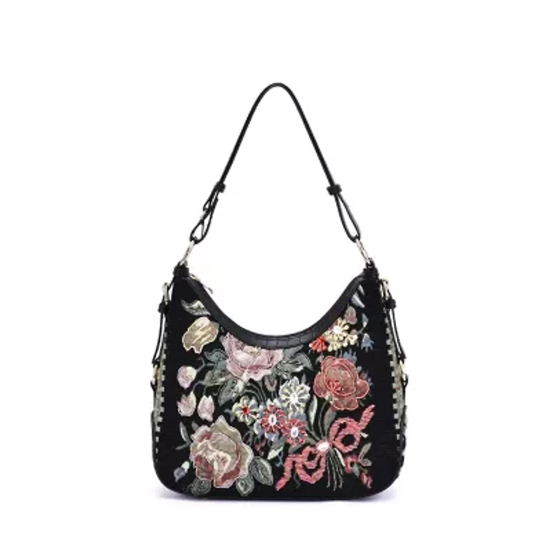 Flower Shop Beaded Hobo Bag