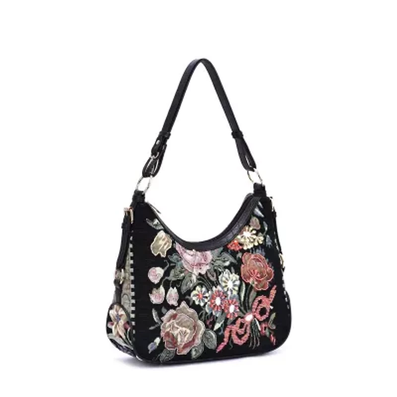 Flower Shop Beaded Hobo Bag