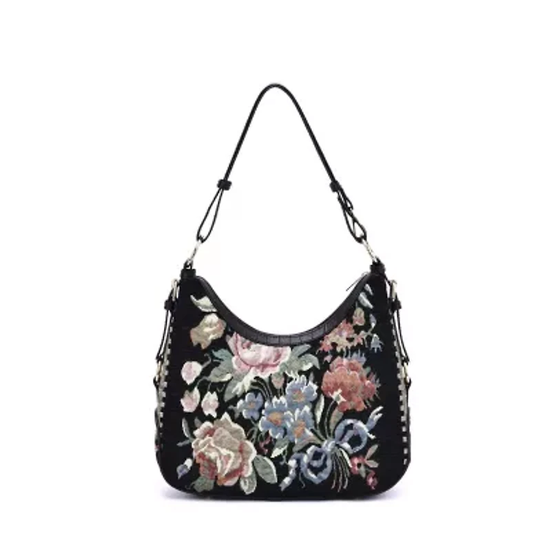 Flower Shop Beaded Hobo Bag