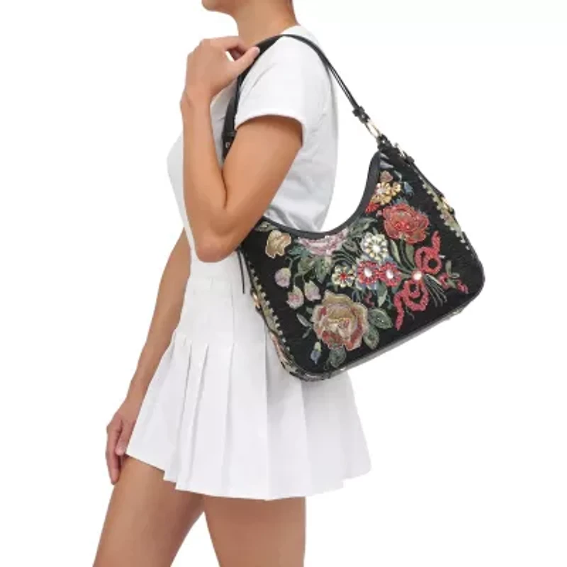 Flower Shop Beaded Hobo Bag