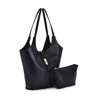 Clio Croc Embossed Tote with Wristlet Pouch