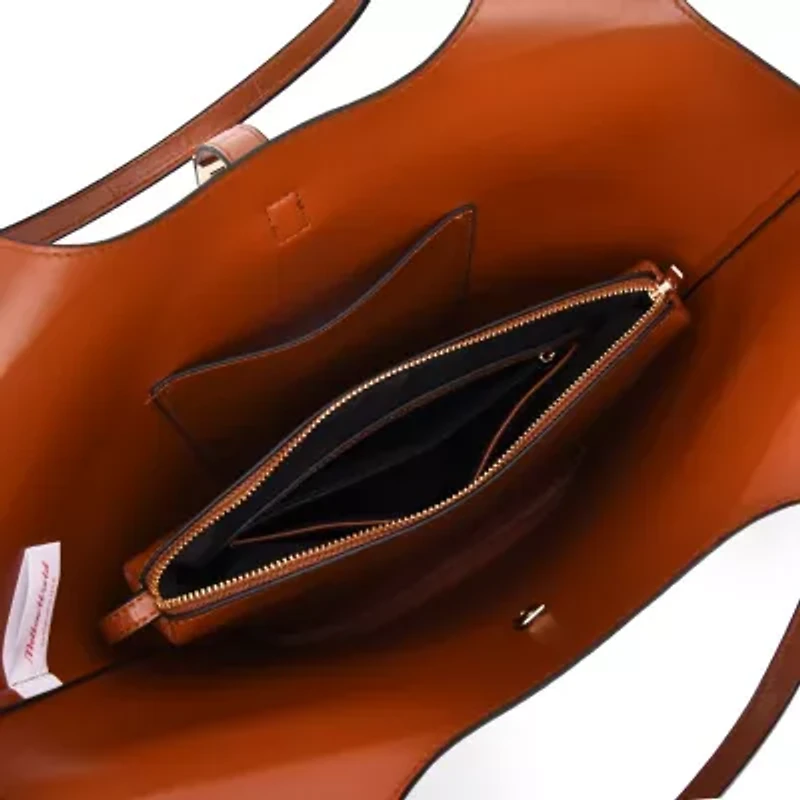 Clio Croc Embossed Tote with Wristlet Pouch