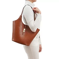 Clio Croc Embossed Tote with Wristlet Pouch