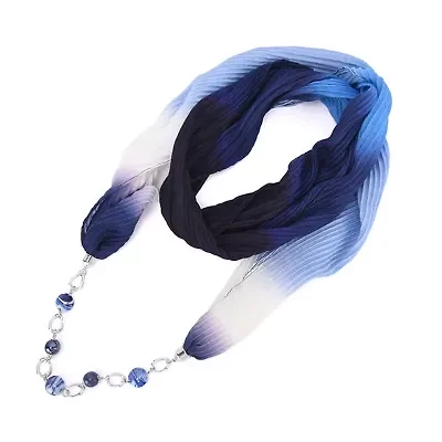 Gradient Color Infinity Scarf with Necklace