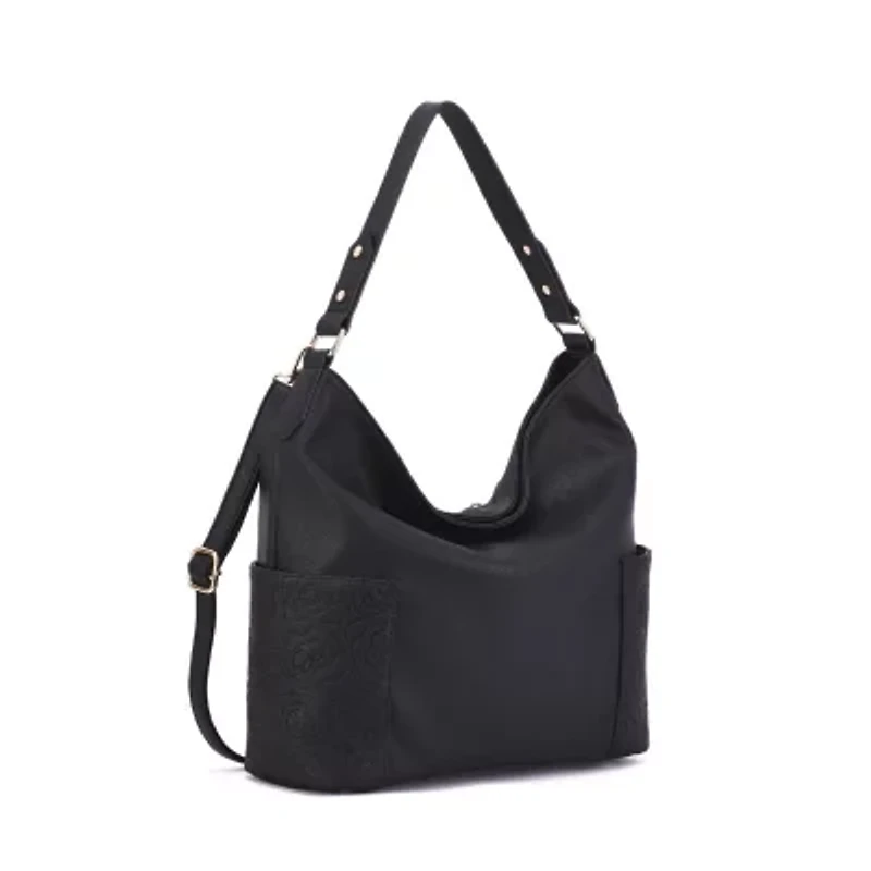 Ryder Hobo with Floral Embossed Pockets
