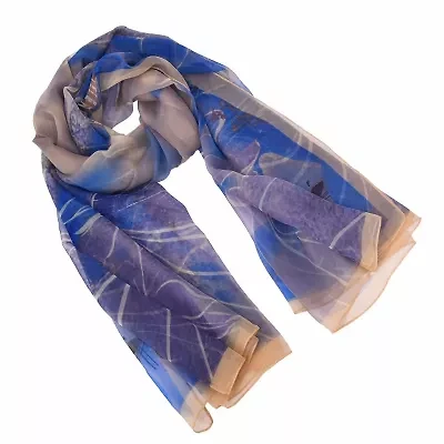 Women's Watercolor Floral Patterned Scarf