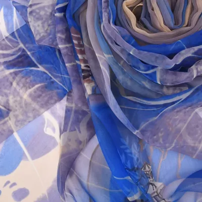 Women's Watercolor Floral Patterned Scarf
