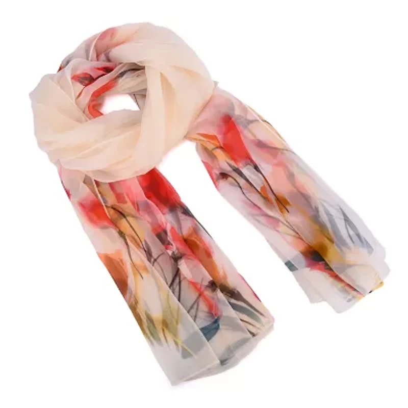 Women's Delicate Floral Chiffon Wrap Scarf