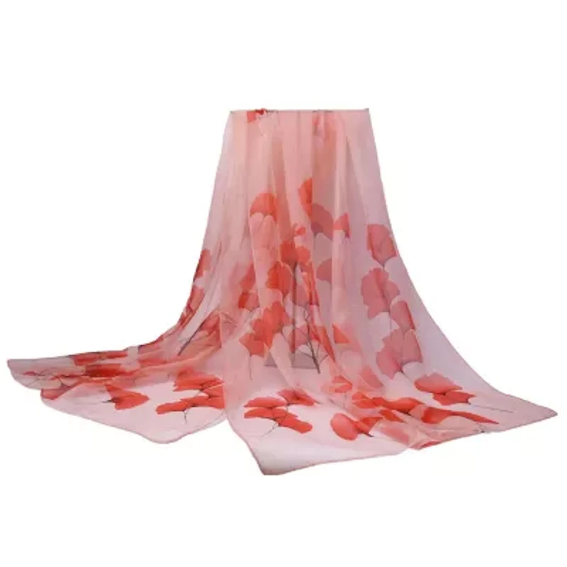 Women's Delicate Floral Chiffon Wrap Scarf