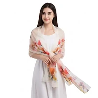 Women's Delicate Floral Chiffon Wrap Scarf