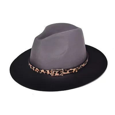 Women's Gradient Hat With Leopard Belt Band