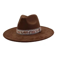 Felt hat with floral embroidery band