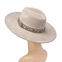 Felt hat with floral embroidery band
