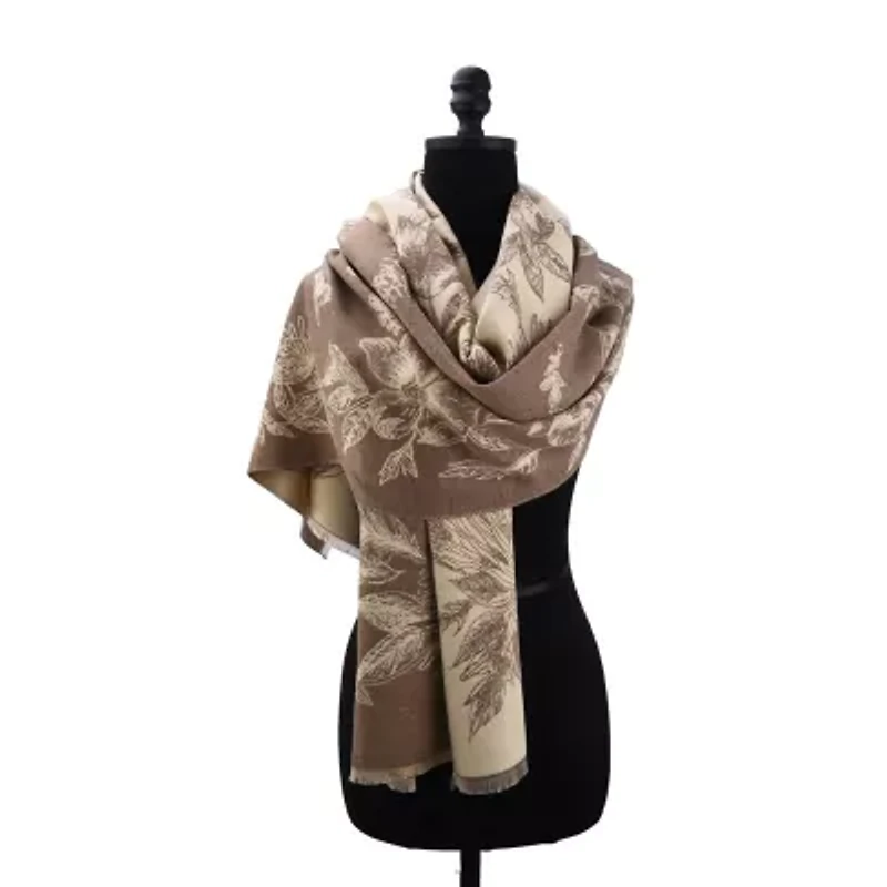 Reversible floral pattern wrap scarf