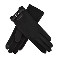 Women Faux Suede Gloves with Belted Cuff