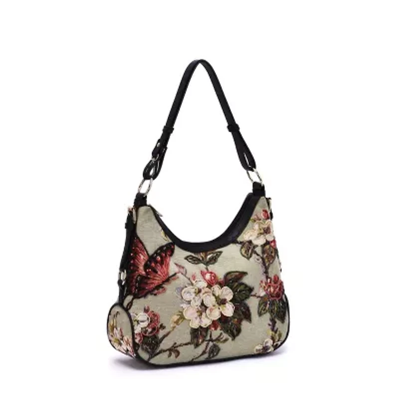 Butterfly Beaded Hobo Bag