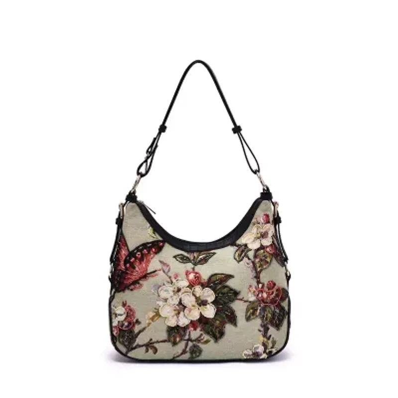 Butterfly Beaded Hobo Bag