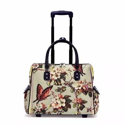 Butterfly Hand Beaded Rolling Tote