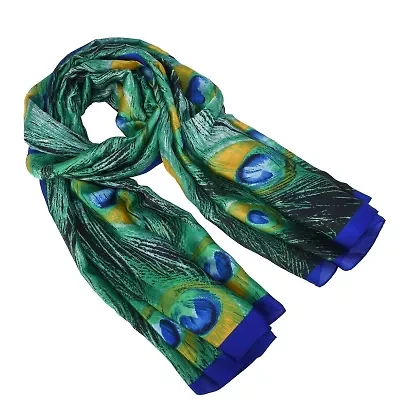 Women's Peacock Feather Patterned Wrap Scarf