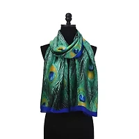 Women's Peacock Feather Patterned Wrap Scarf