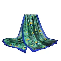 Women's Peacock Feather Patterned Wrap Scarf