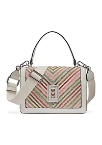  Simone Chevron Raffia Satchel Bag