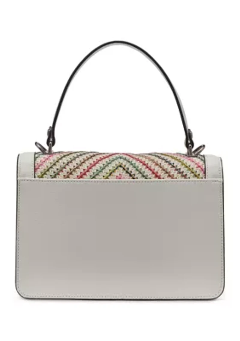  Simone Chevron Raffia Satchel Bag