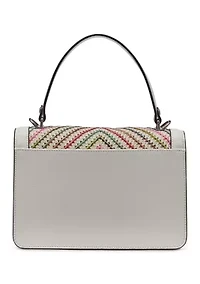  Simone Chevron Raffia Satchel Bag