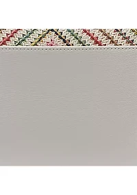  Simone Chevron Raffia Satchel Bag