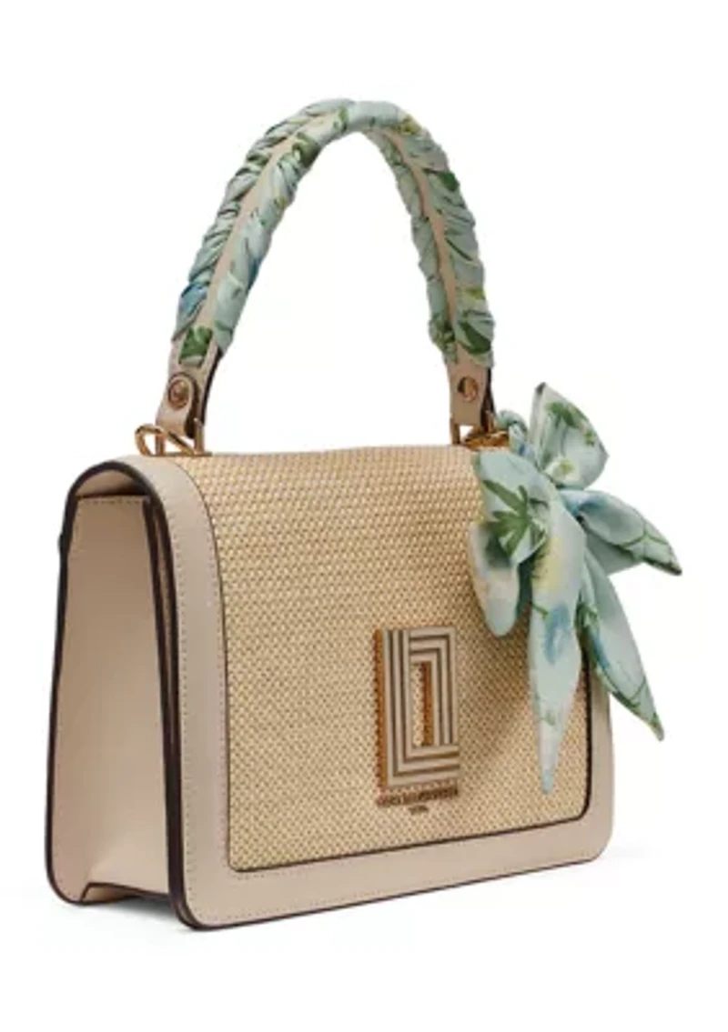 Simone Raffia Scarf Satchel Bag