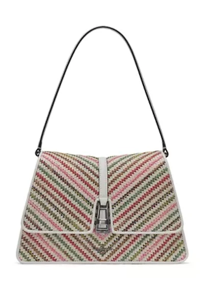  Mercerie Chevron Raffia Shoulder Bag