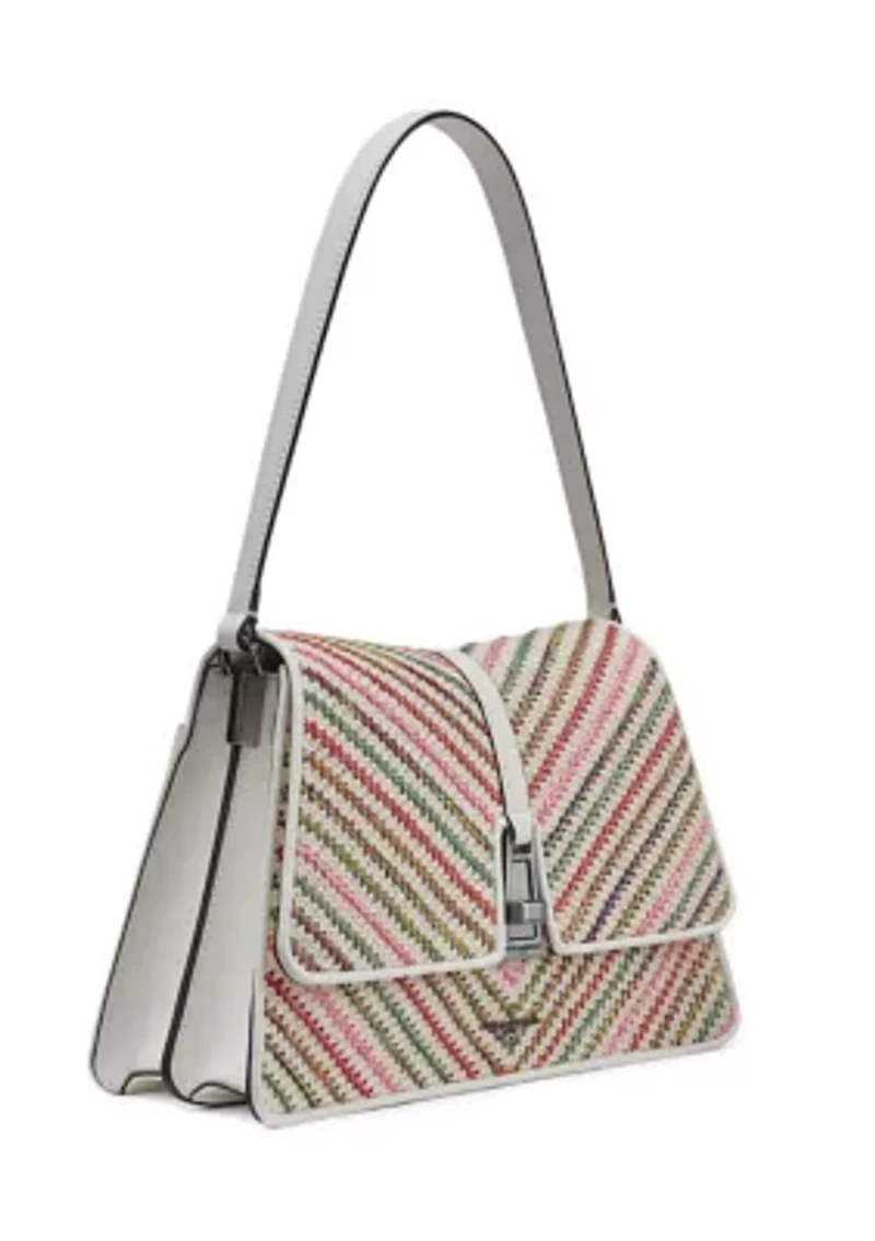  Mercerie Chevron Raffia Shoulder Bag