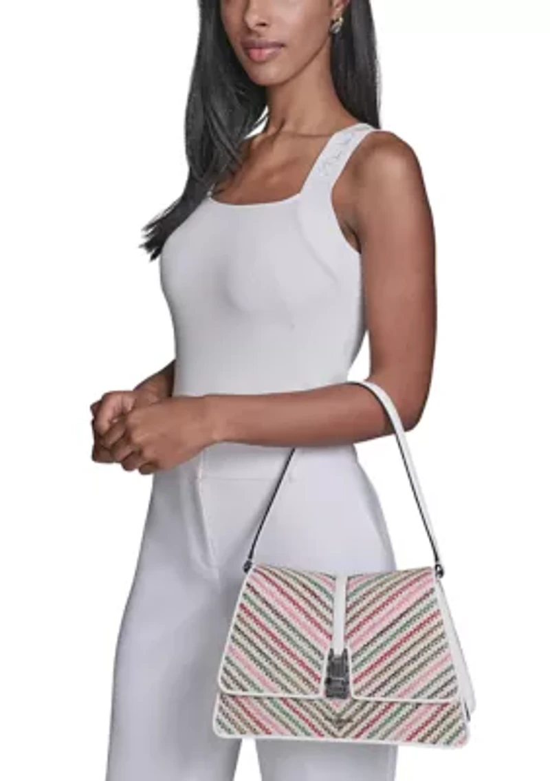  Mercerie Chevron Raffia Shoulder Bag
