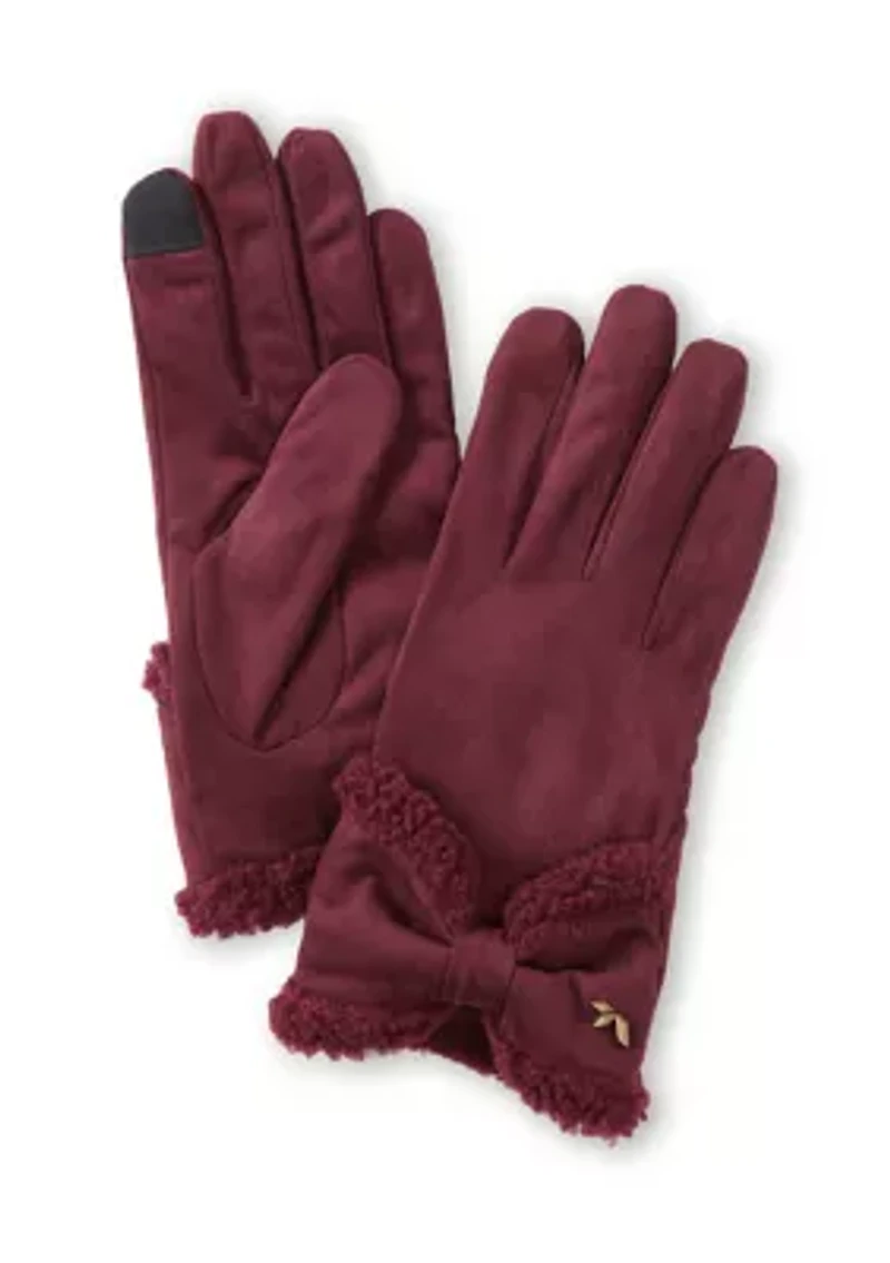 Faux Twinface Gloves with Bow