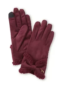 Faux Twinface Gloves with Bow