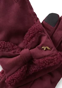 Faux Twinface Gloves with Bow