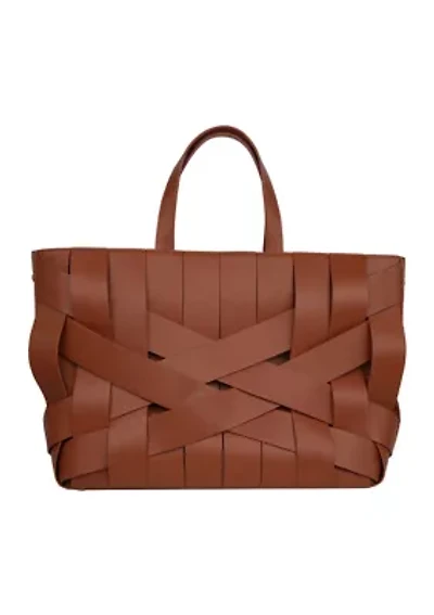 Woven Vegan Leather Tote