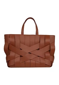 Woven Vegan Leather Tote