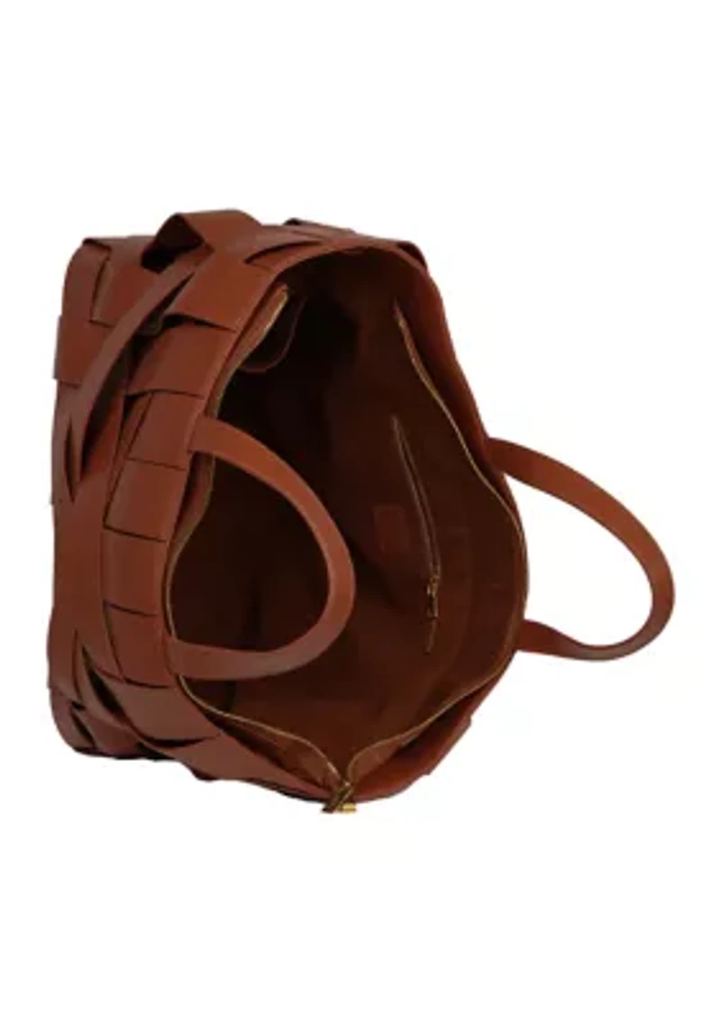 Woven Vegan Leather Tote