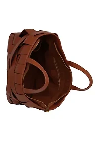 Woven Vegan Leather Tote