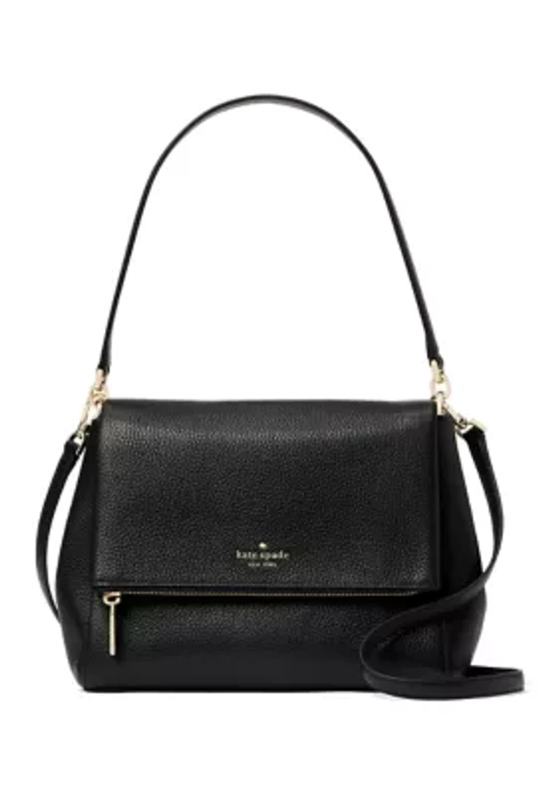 Leila Pebbled Leather Medium Flap Shoulder Bag