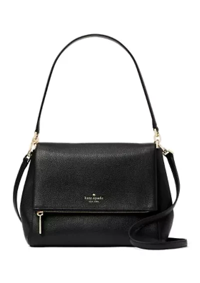 Leila Pebbled Leather Medium Flap Shoulder Bag