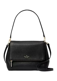Leila Pebbled Leather Medium Flap Shoulder Bag