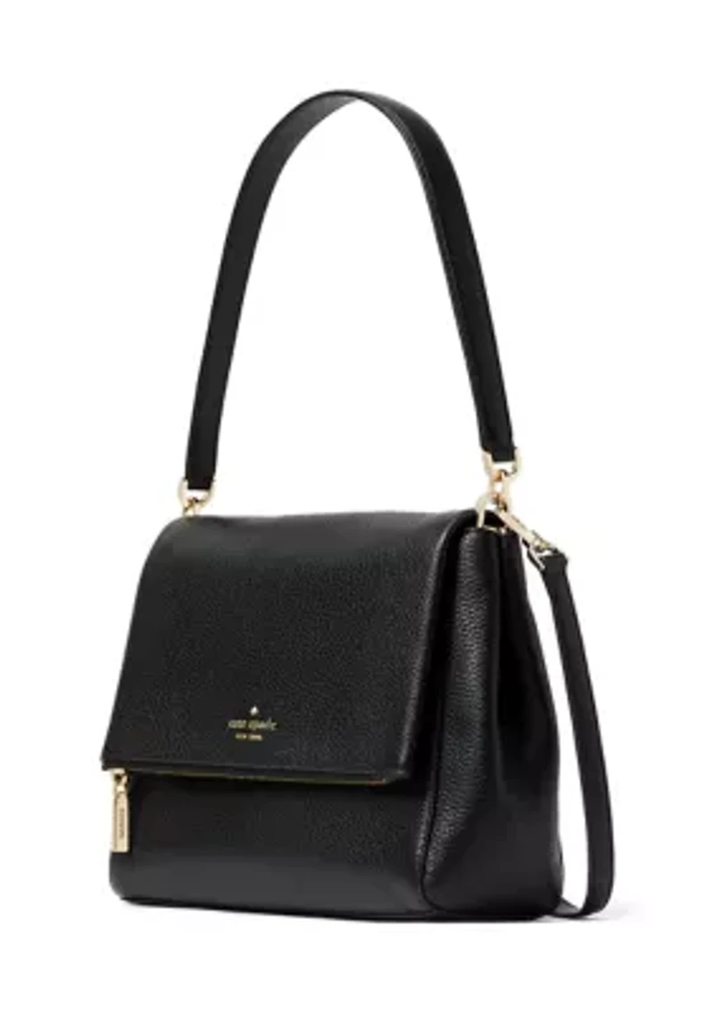 Leila Pebbled Leather Medium Flap Shoulder Bag