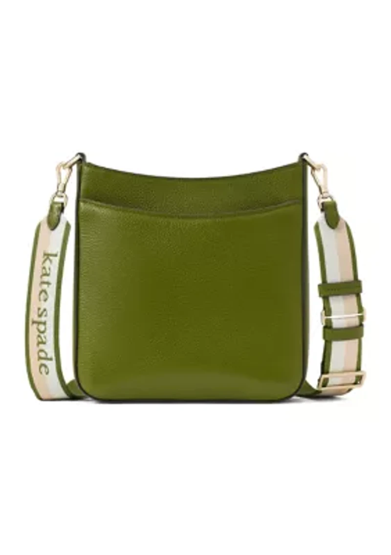 Hudson Pebbled Leather Messenger Crossbody Bag