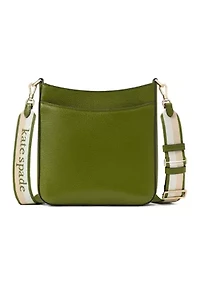 Hudson Pebbled Leather Messenger Crossbody Bag