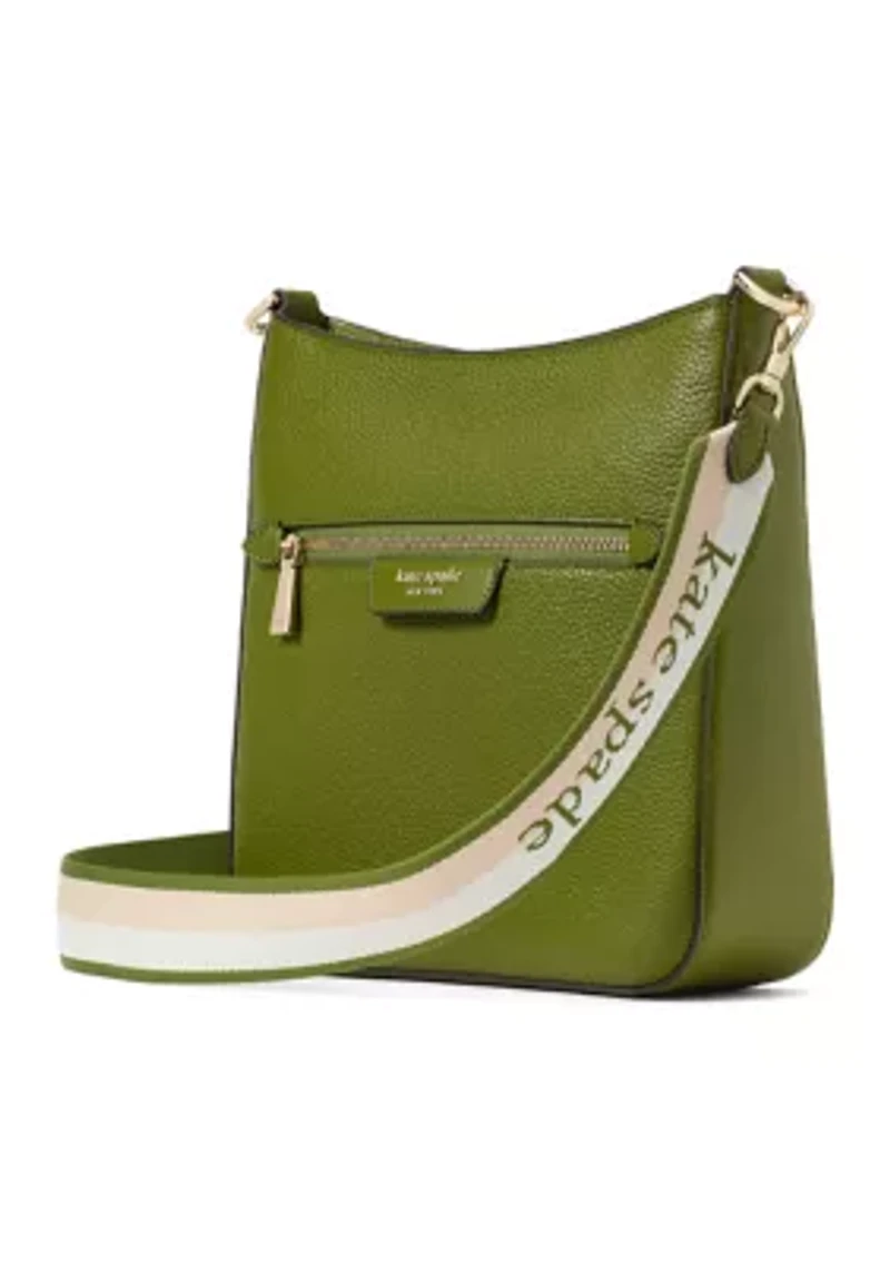 Hudson Pebbled Leather Messenger Crossbody Bag