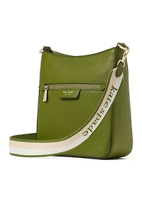 Hudson Pebbled Leather Messenger Crossbody Bag