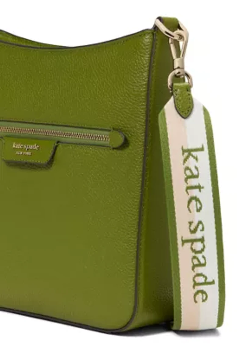 Hudson Pebbled Leather Messenger Crossbody Bag